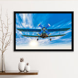 Bigstock Airplane Sport Fly Framed Canvas Prints Wall Art Decor - Painting Canvas, Black Framed Picture