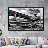 Black And White Airplane Aircraft Vehicle Aviation Flight Framed Art Prints Wall Decor - Painting Art, Framed Picture, Ready to Hang