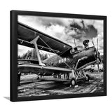 Black And White Airplane Aircraft Vehicle Aviation Flight Framed Art Prints Wall Decor - Painting Art, Framed Picture, Ready to Hang