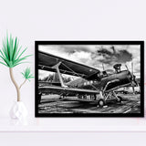 Black And White Airplane Aircraft Vehicle Aviation Flight Framed Art Prints Wall Decor - Painting Art, Framed Picture, Ready to Hang