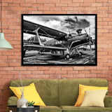 Black And White Airplane Aircraft Vehicle Aviation Flight Framed Art Prints Wall Decor - Painting Art, Framed Picture, Ready to Hang