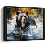 Black Bear Painting Framed Canvas Prints Wall Art Home Decor, Painting Canvas, Floating Frame