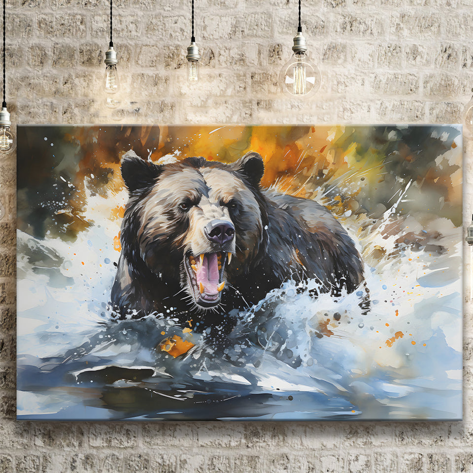 Black Bear Painting Canvas Prints Wall Art Home Decor, Painting Canvas, Living Room Wall Decor