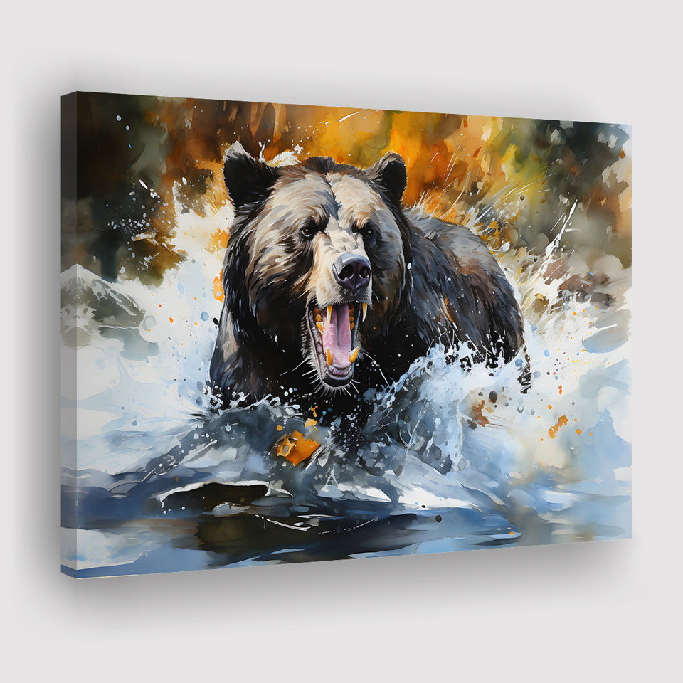 Black Bear Painting Canvas Prints Wall Art Home Decor, Painting Canvas, Living Room Wall Decor