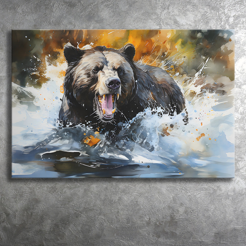 Black Bear Painting Canvas Prints Wall Art Home Decor, Painting Canvas, Living Room Wall Decor