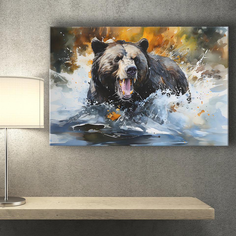 Black Bear Painting Canvas Prints Wall Art Home Decor, Painting Canvas, Living Room Wall Decor