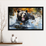 Black Bear Painting Framed Canvas Prints Wall Art Home Decor, Painting Canvas, Floating Frame
