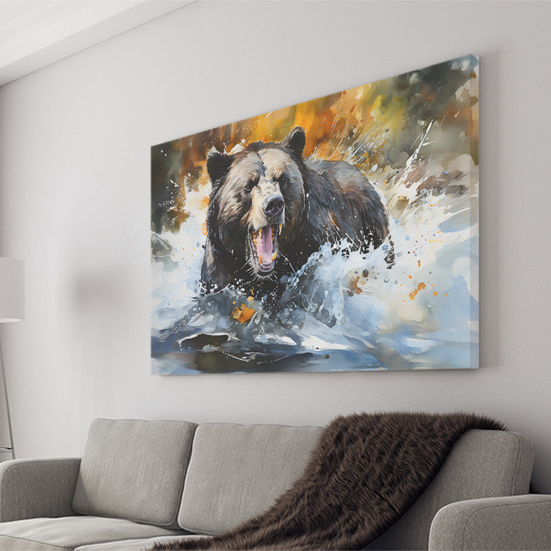 Black Bear Painting Canvas Prints Wall Art Home Decor, Painting Canvas, Living Room Wall Decor