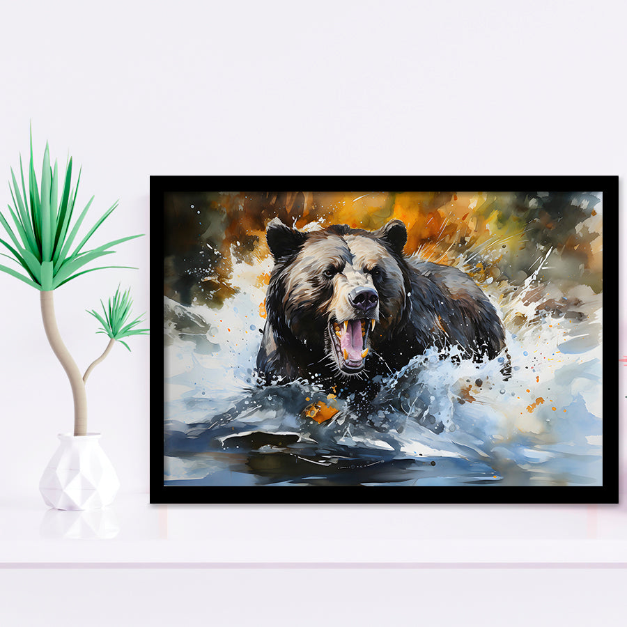 Black Bear Painting Framed Art Prints Wall Decor, Painting Art, Framed Picture