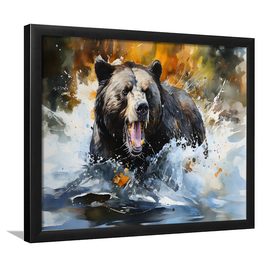 Black Bear Painting Framed Art Prints Wall Decor, Painting Art, Framed Picture