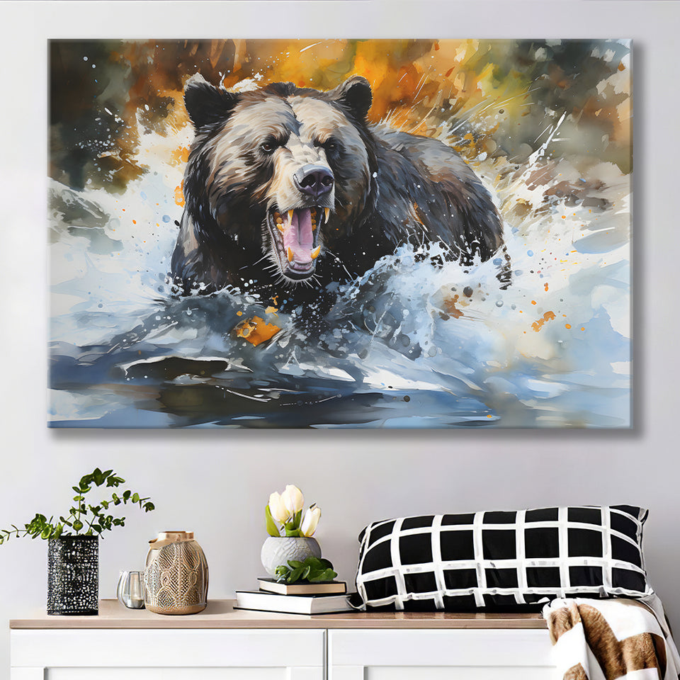 Black Bear Painting Canvas Prints Wall Art Home Decor, Painting Canvas, Living Room Wall Decor