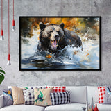 Black Bear Painting Framed Art Prints Wall Decor, Painting Art, Framed Picture