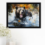 Black Bear Painting Framed Canvas Prints Wall Art Home Decor, Painting Canvas, Floating Frame