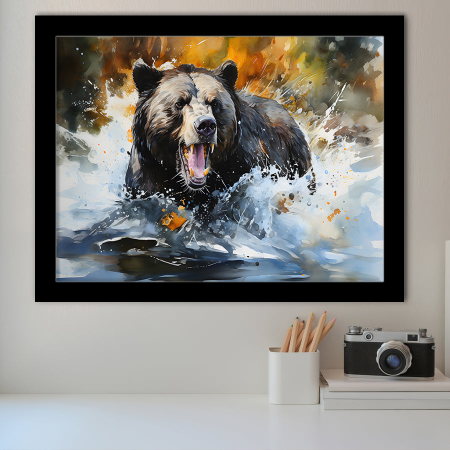 Black Bear Painting Framed Art Prints Wall Decor, Painting Art, Framed Picture