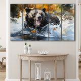 Black Bear Painting 5 Panels B Canvas Prints Wall Art Home Decor, Extra Large Canvas