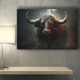 Black Bull In Dark Forest Canvas Prints Wall Art Home Decor, Painting Canvas, Living Room Wall Decor