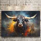 Black Bull Longhorn Painting Art Canvas Prints Wall Art Home Decor, Painting Canvas, Living Room Wall Decor