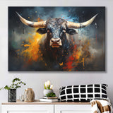 Black Bull Longhorn Painting Art Canvas Prints Wall Art Home Decor, Painting Canvas, Living Room Wall Decor