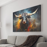 Black Bull Longhorn Painting Art Canvas Prints Wall Art Home Decor, Painting Canvas, Living Room Wall Decor