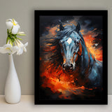Black Horse Portrait Head Oil Painting V3 Framed Art Prints Wall Decor, Painting Art, Framed Picture