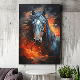 Black Horse Portrait Head Oil Painting V3 Canvas Prints Wall Art Home Decor, Painting Canvas, Living Room Wall Decor
