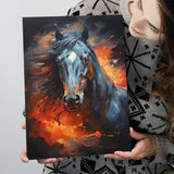 Black Horse Portrait Head Oil Painting V3 Canvas Prints Wall Art Home Decor, Painting Canvas, Living Room Wall Decor