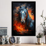 Black Horse Portrait Head Oil Painting V3 Framed Art Prints Wall Decor, Painting Art, Framed Picture