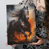Black Horse Portrait Running Oil Painting V1 Canvas Prints Wall Art Home Decor, Painting Canvas, Living Room Wall Decor