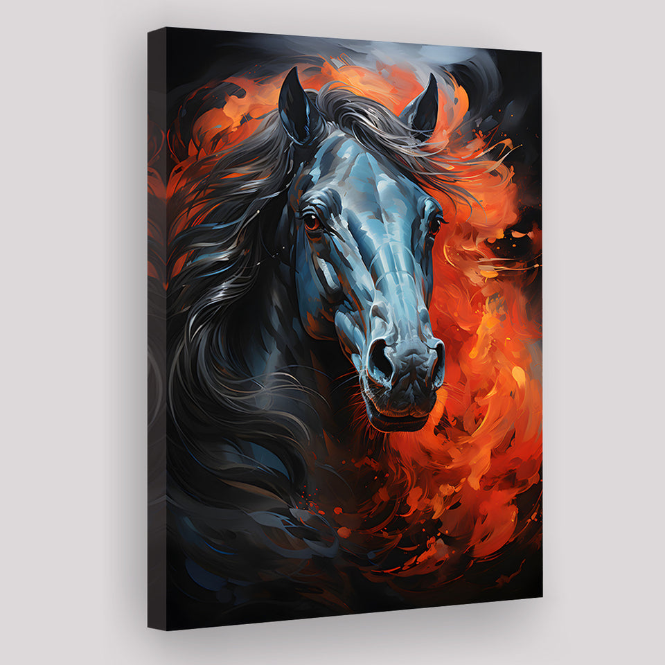 Black Horse Strong Oil Painting Canvas Prints Wall Art Home Decor, Painting Canvas, Living Room Wall Decor