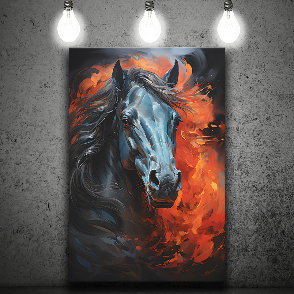 Black Horse Strong Oil Painting Canvas Prints Wall Art Home Decor, Painting Canvas, Living Room Wall Decor