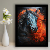 Black Horse Strong Oil Painting Framed Art Prints Wall Decor, Painting Art, Framed Picture