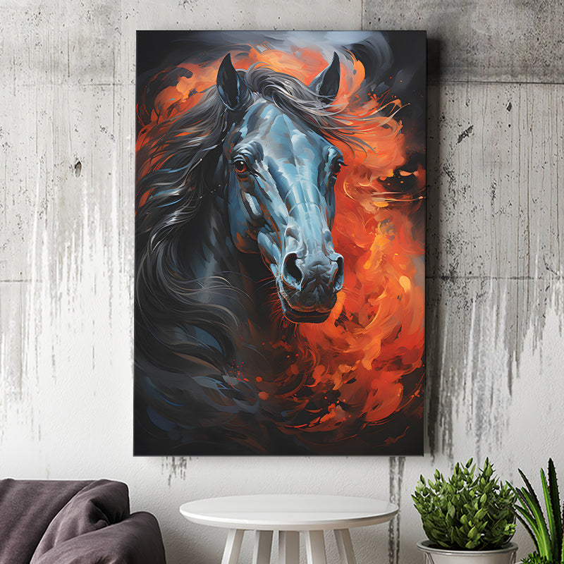 Black Horse Strong Oil Painting Canvas Prints Wall Art Home Decor, Painting Canvas, Living Room Wall Decor