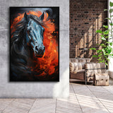 Black Horse Strong Oil Painting Framed Canvas Prints Wall Art Home Decor, Painting Canvas, Floating Frame