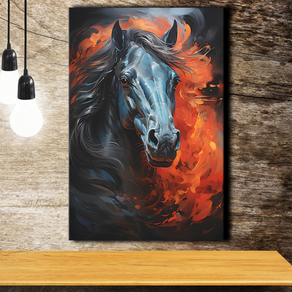 Black Horse Strong Oil Painting Canvas Prints Wall Art Home Decor, Painting Canvas, Living Room Wall Decor