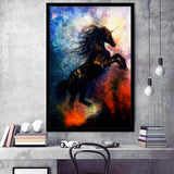 Black Unicorn Dancing In Space Framed Art Print Wall Art Decor,Framed Picture