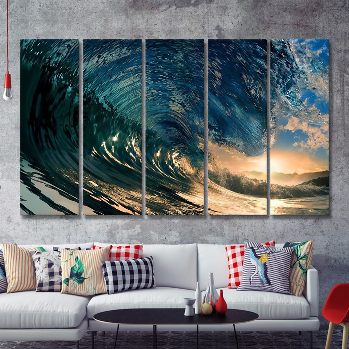 Breaking Ocean Wave 5 Pieces Canvas Prints Wall Art - Painting
