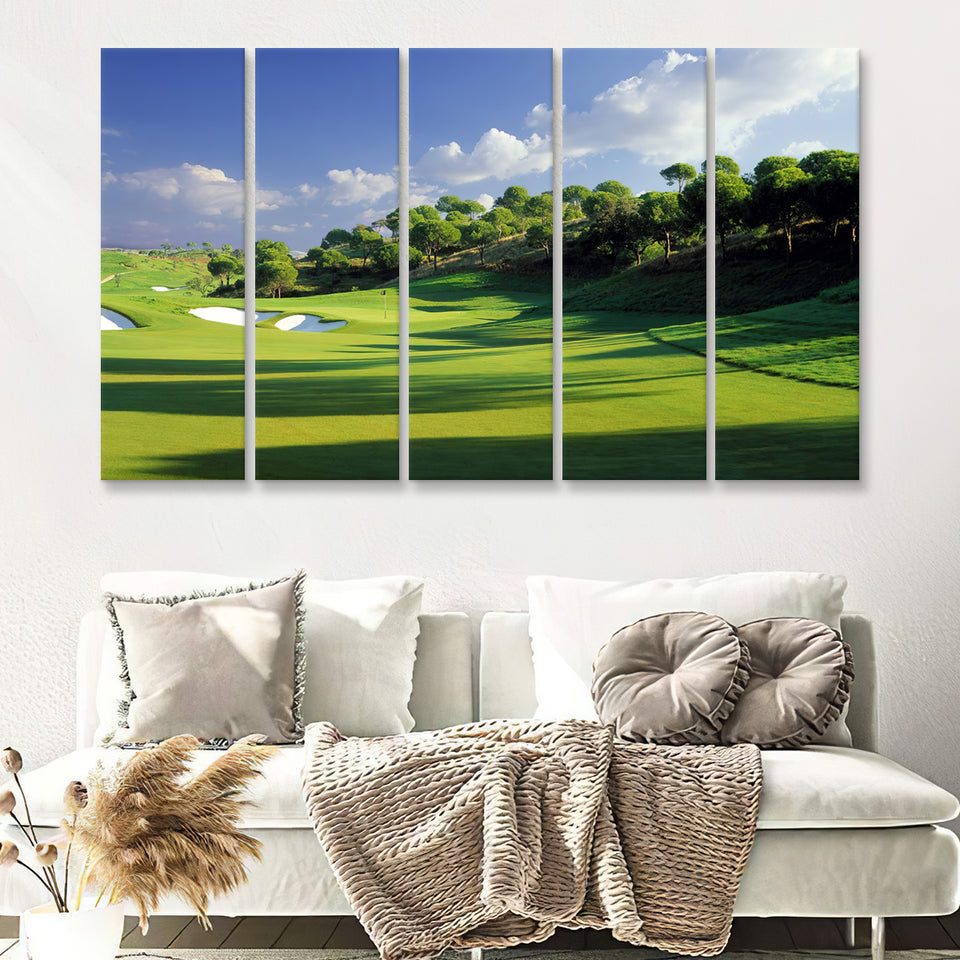 Breath Taking Golf Course 5 Pieces B Canvas Prints Wall Art - Painting Canvas, Multi Panel