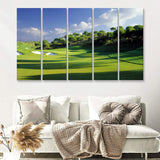 Breath Taking Golf Course 5 Pieces B Canvas Prints Wall Art - Painting Canvas, Multi Panel