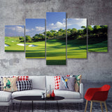 Breath Taking Golf Course 5 Pieces Canvas Prints Wall Art - Painting Canvas, Multi Panel