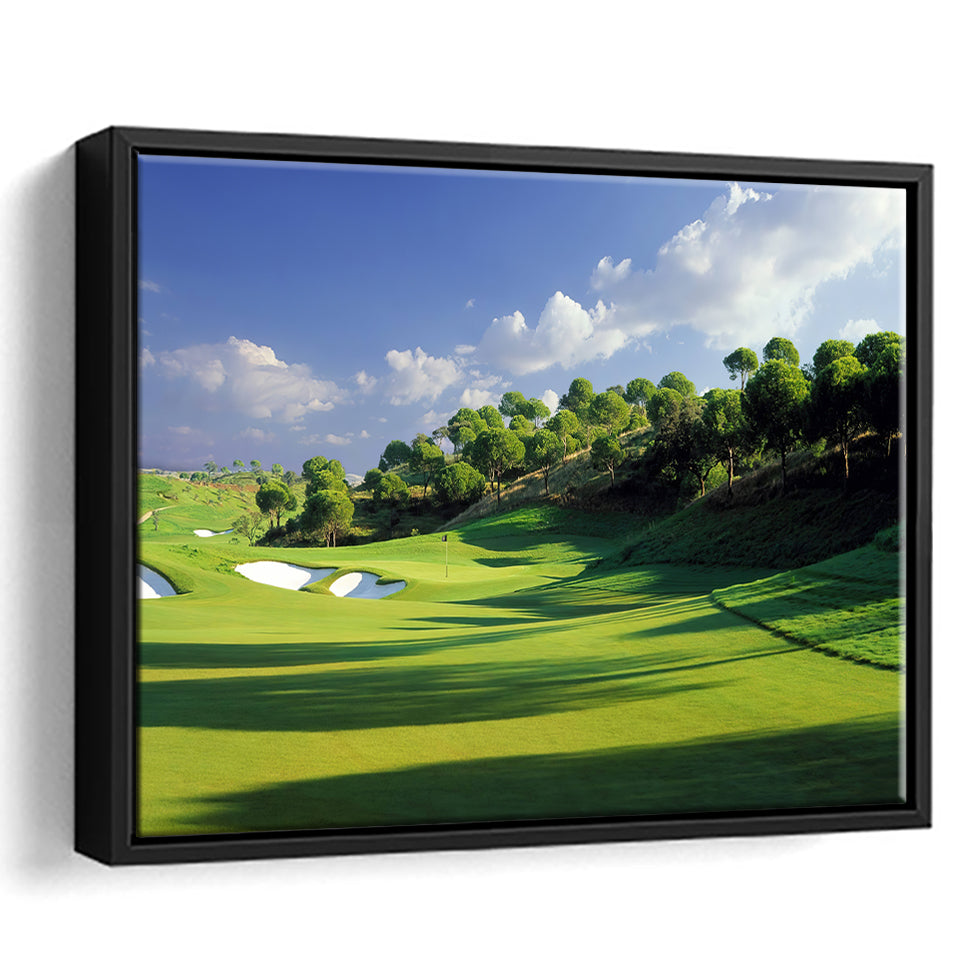 Breath Taking Golf Course Framed Canvas Prints Wall Art - Painting Canvas, Floating Frame, Wall Decor
