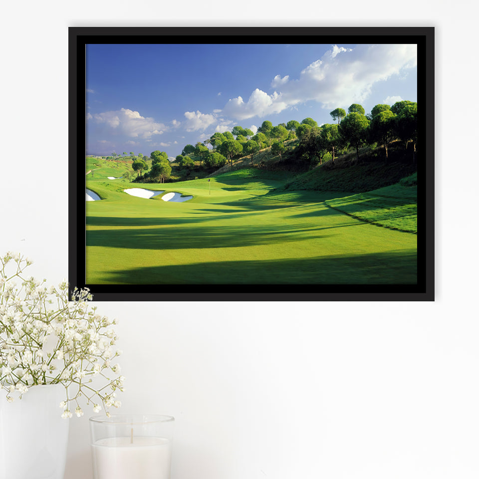 Breath Taking Golf Course Framed Canvas Prints Wall Art - Painting Canvas, Floating Frame, Wall Decor