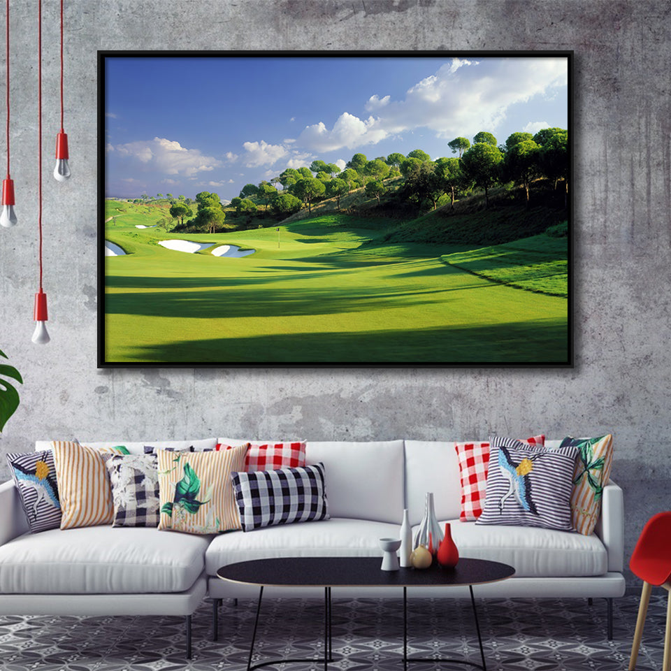 Breath Taking Golf Course Framed Canvas Prints Wall Art - Painting Canvas, Floating Frame, Wall Decor