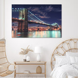 Brooklyn Bridge Night Lights Canvas Wall Art - Canvas Prints, Prints for Sale, Canvas Painting, Canvas On Sale