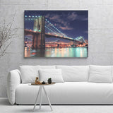 Brooklyn Bridge Night Lights Canvas Wall Art - Canvas Prints, Prints for Sale, Canvas Painting, Canvas On Sale