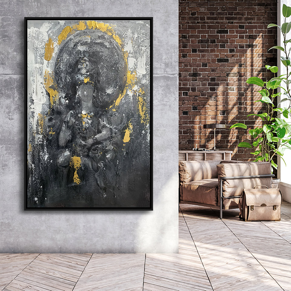 Buddha Oil Painting Abstract Modern Buddha Painting Framed Canvas Prints Wall Art - Painting Canvas, Floating Frame, Wall Decor