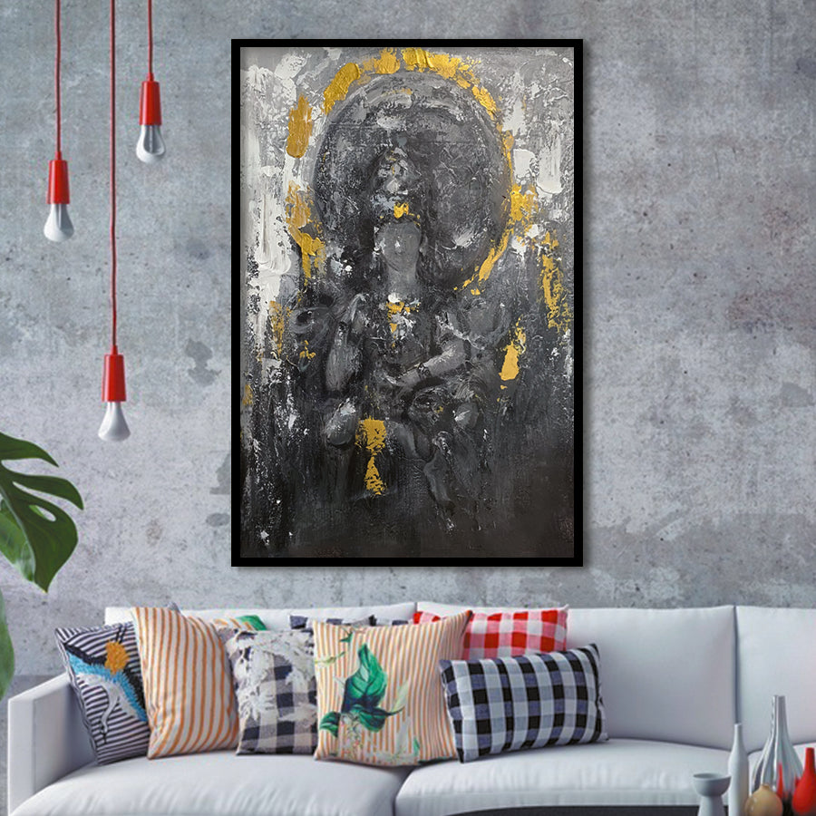 Buddha Oil Painting Abstract Modern Buddha Painting Framed Art Prints Wall Decor - Painting Prints, Wall Art, Framed Picture