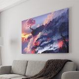 Cherry Blossom Tree On Cliff Canvas Prints Wall Art - Painting Canvas, Wall Decor, Fan Gift, Art Prints