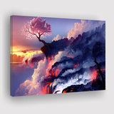 Cherry Blossom Tree On Cliff Canvas Prints Wall Art - Painting Canvas, Wall Decor, Fan Gift, Art Prints