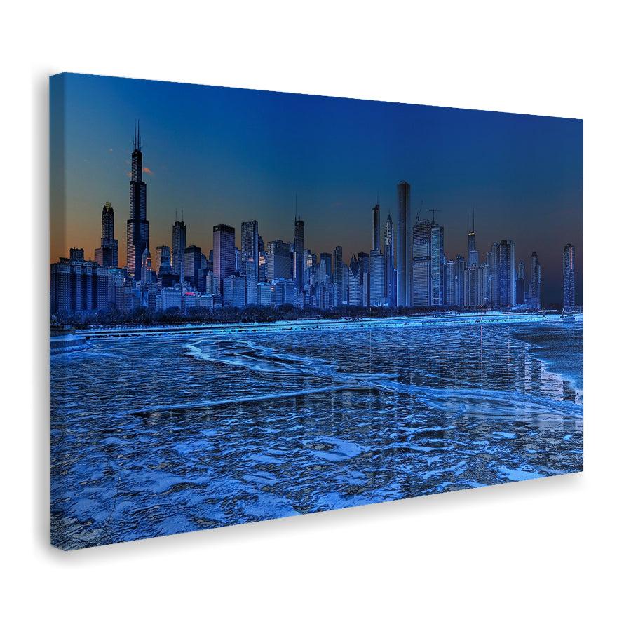 Chicago City Night Building Canvas Wall Art - Canvas Prints, Prints for Sale, Canvas Painting, Canvas On Sale