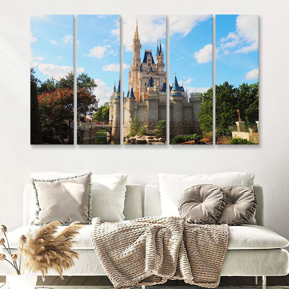 Cinderella Castle 5 Pieces B Canvas Prints Wall Art - Painting Canvas,Wall Decor, Multi Panel,5 Panels
